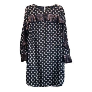 NWT $178 Banana Republic Foulard Silk Ruffle Dress Size 10 Navy Blue Red White